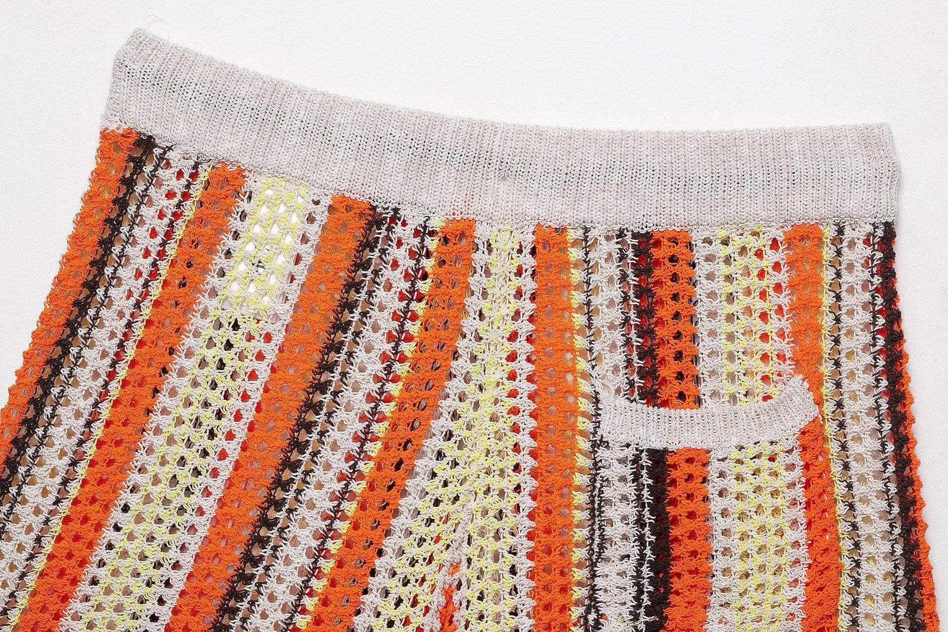 LIZAKOSHT  -  Casual Knitted Drawstring Stripe Shorts Women's Comfortable Spring New Style Breathable Elastic Waist Three-quarter Length Pants