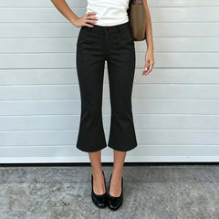 LIZAKOSHT  -  Euramerican Street Lazy Simple Low Waist Mid-length Pants Y2k Aesthetic All Match Flare Suit Trousers Harajuku Pant Women Clothe
