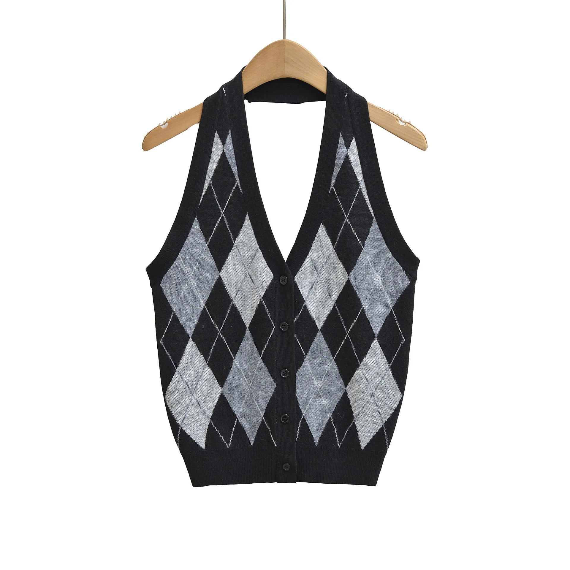 LIZAKOSHT  -  Women's Knit Vest Halter Backless V Neck Tank Top Slimming Color Block Vest Tops
