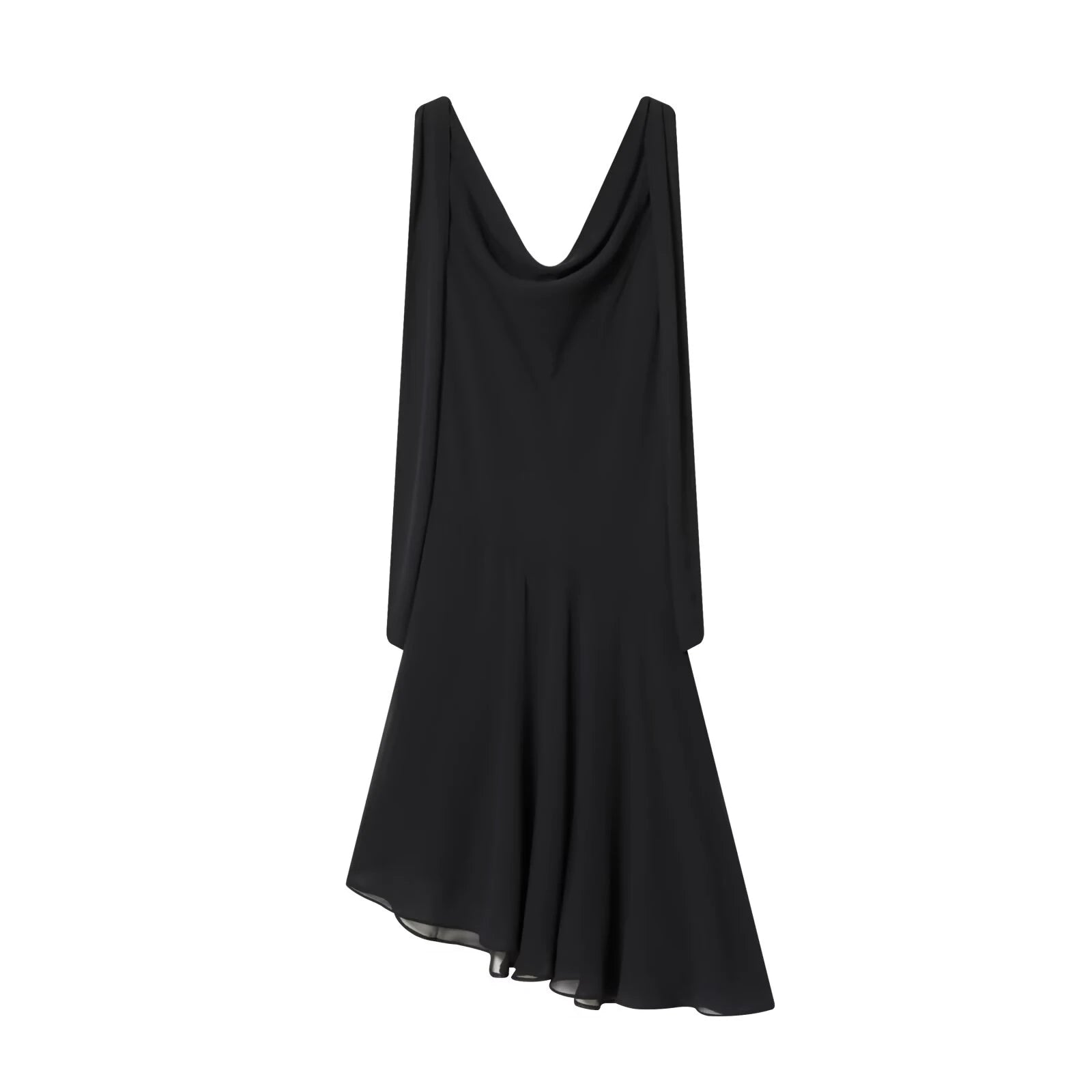 LIZAKOSHT  -  European and American style women's floral dress with irregular swing collar design in winter, one-piece skirt