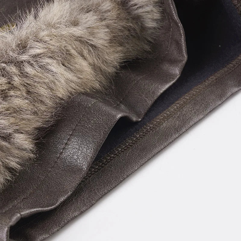 LIZAKOSHT  -  Women Fluffy Faux Fur Patchwork PU Leather Shorts 2025 Fall Winter Button Fly Medium Waist Slim Casual Streetwear Night Clubwear