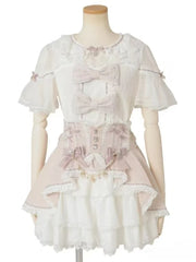 LIZAKOSHT  -  Japanese Lolita High-waist Lace Cake Skirt Sweet Kawaii Bow Thin Patchwork Short Skirts Female Design Lovely France Clothes