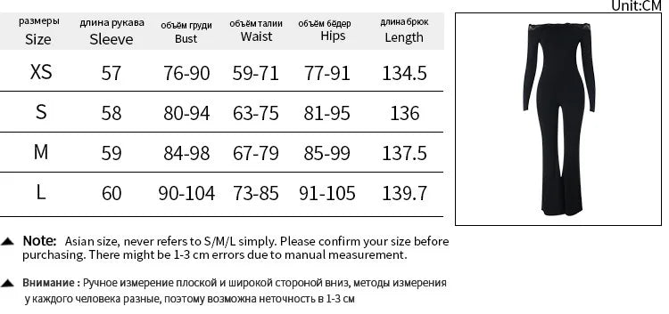 LIZAKOSHT  -  Fall Winter Elegant Off Shoulder Lace Patchwork Jumpsuit Women Long Sleeve Solid Black Slim Fit Fashion Street Outfit