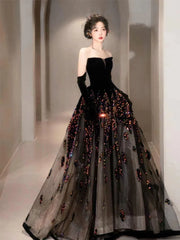 LIZAKOSHT -  Black Strapless Luxury Celebrity Dresses Sleeveless Velvet Sequins A-Line Exquisite Formal Evening Host Party Prom Gowns