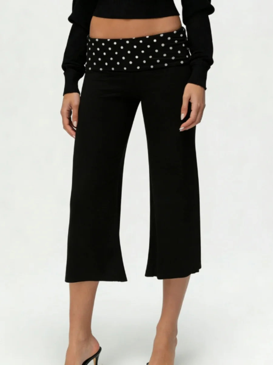 LIZAKOSHT  -  Loose Stretchy Fold Over Capri Pants for Women Low Rise Wide Leg Yoga Capris Summer Cute Going Out Cropped Pants Streetwear