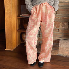 LIZAKOSHT  -  Y2K Vintage Women Girls Striped Plaid Pants Wide Leg Gingham Lounge Pants High Waist Striped Print Pajama Trousers Pants