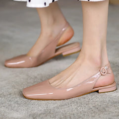 LIZAKOSHT  -  Elegant Flat Loafers Shoes Woman Soft Square toe Large Size Slingbacks Sandals Yellow Pink Dance Walking Office Shoes Comfort
