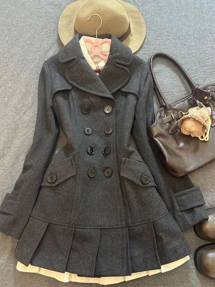 LIZAKOSHT  -  Fashionable American retro Y2K style design heavy woolen coat for autumn-winter, warm and stylish new style women's coat
