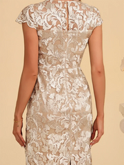 LIZAKOSHT  -  Elegant V-Neck Appliquins Lace Straight Mother Of Bride Wedding Dresses Bridal Gowns Customized