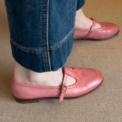 LIZAKOSHT  -  Ladies Flat Shoes Square Toe British Style Small Leather Shoes Women New Silver Single  Fashionable Mary Jane Shoes