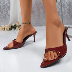LIZAKOSHT  -  Brand new Big Size 42 Black High Heels Mules Shoes Women Sexy Burgundy Slip On Outdoor Slipper Summer Slides Sandals Woman