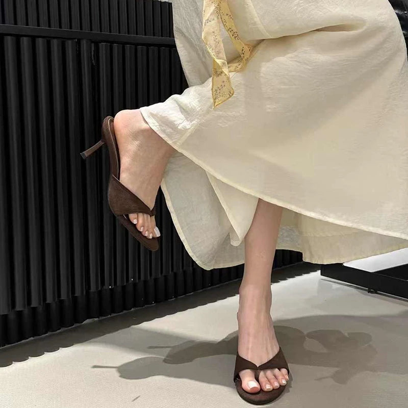 LIZAKOSHT  -  Summer Women Clip Toe High Heel Slippers Fashion Dress Slide Ladies Outdoor Evening Party Sandalias
