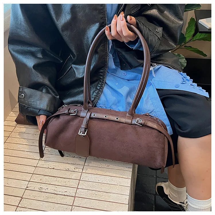 LIZAKOSHT  -  Vintage Faux Suede Shoulder Bag for Women Handbags tassel Female Armpit bag Designer ladies totes burgundy bolsa feminina