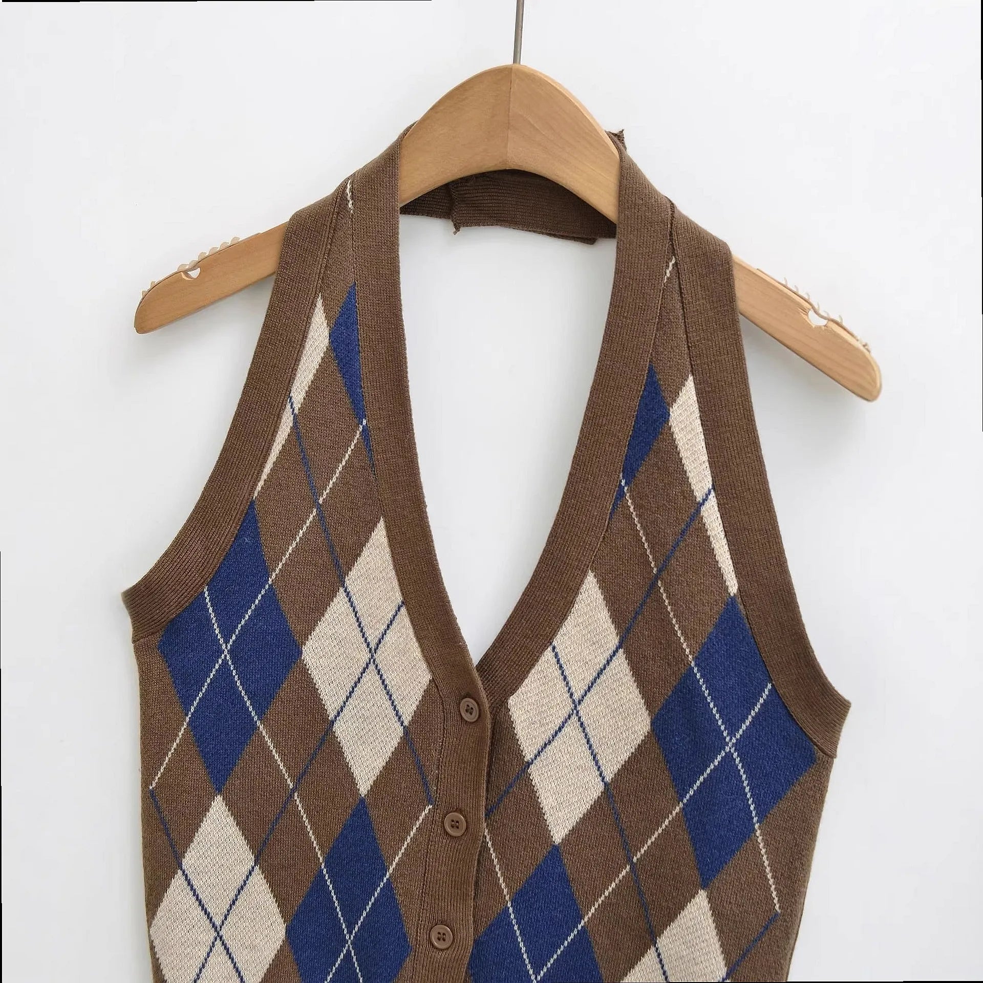 LIZAKOSHT  -  Women's Knit Vest Halter Backless V Neck Tank Top Slimming Color Block Vest Tops