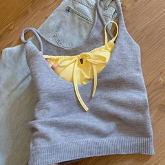 LIZAKOSHT  -  Korean Sweet Solid Color Sleeveless Cami Fashion Sheath Tanks Top 2025 Summer Women Y2k Slim Fit Crop Top Female Knitted Vest