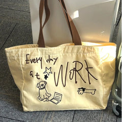 LIZAKOSHT  -  High-capacity Kawaii Y2k Women's Handbags Korean Vintage Letter Embroidery Shoulder Underarm Bag Trendy Casual Canvas Tote Bags
