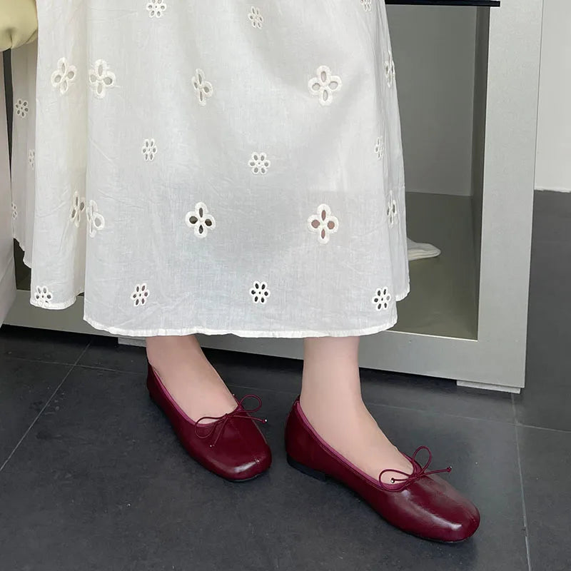 LIZAKOSHT  -  New Spring Autumn Fashion Ladies Shoes Ballet Flats Butterfly-Knot Soft Round Toe Female Dance Casual Women Flat Slip On Shoes