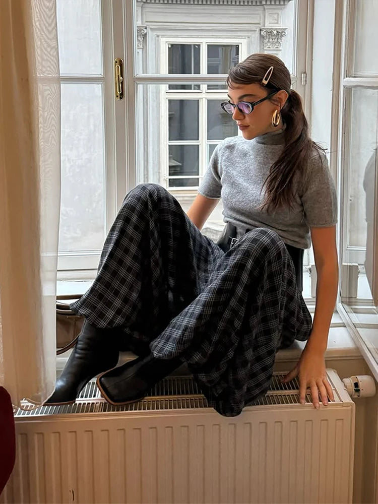 LIZAKOSHT  -  Women's Spring Fashion Versatile Bloomers Plaid Printed Loose Pants Female High-waist Drawstring Casual Trousers
