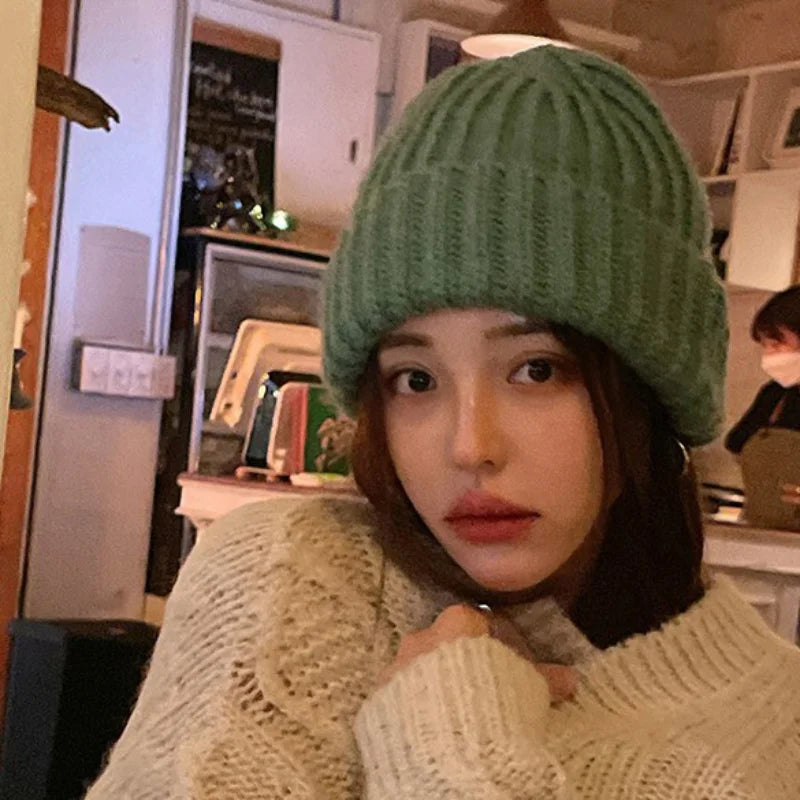 Lizakosht Winter Beanie Hat for Women Knit Cap Ins Fashion Keep Warm Wool Couple Cap Lady Thread Knitted Beanie Cold Twist Female Bonnet