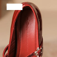 LIZAKOSHT  -  Women 4.5cm High Heels Classic French Style Pumps Female Metal Buckle Strap Thick Heels Lady Elegant Round Toe Mary Jane Shoes