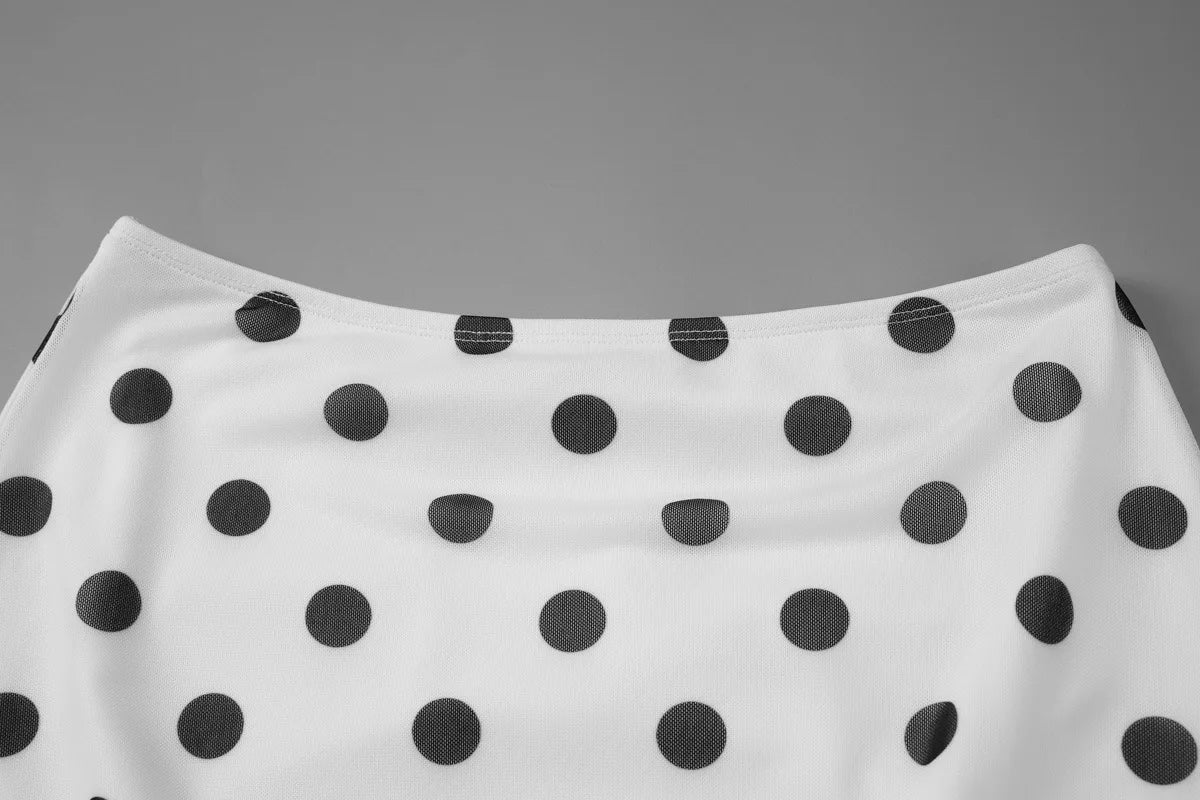 LIZAKOSHT  -  Summer Polka Dot Skirts for Women Sexy Elegant Slim White Skirt Female Clothing Mesh Midi Dress Y2K Party Streetwear