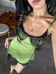 LIZAKOSHT  -  Lace Patchwork Women Mini Dresses Sexy Clubwear Sleeveless Camisoles Streetwears Summer Fashion Vestidos Female Dating Sheath