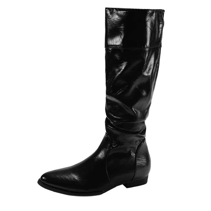 LIZAKOSHT  -  Cosy Soft Leather Women Knee High Boots Fashion Slip On Knight Long Booties Winter Internal Elevation Shoes Zapatos De Mujer