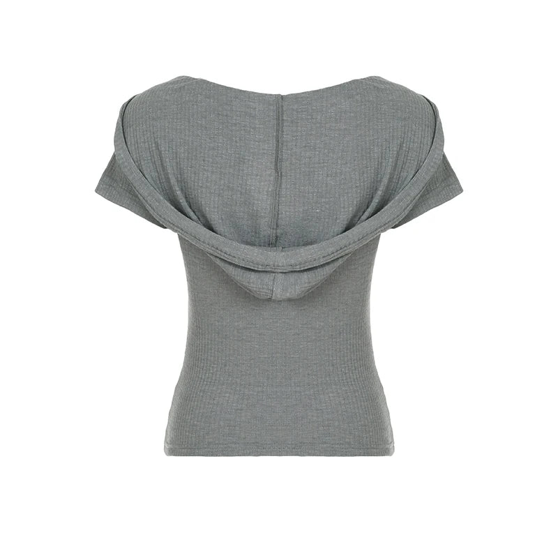 LIZAKOSHT  -  Pockets Hooded Top Retro Street Style Short Sleeve Hoodie T-shirts Summer Casual Basic Slim-fit Loose Crew Neck Tees