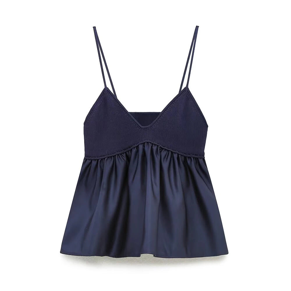 LIZAKOSHT  -  European and American style spring new women's clothing slimming patchwork knitted camisole top
