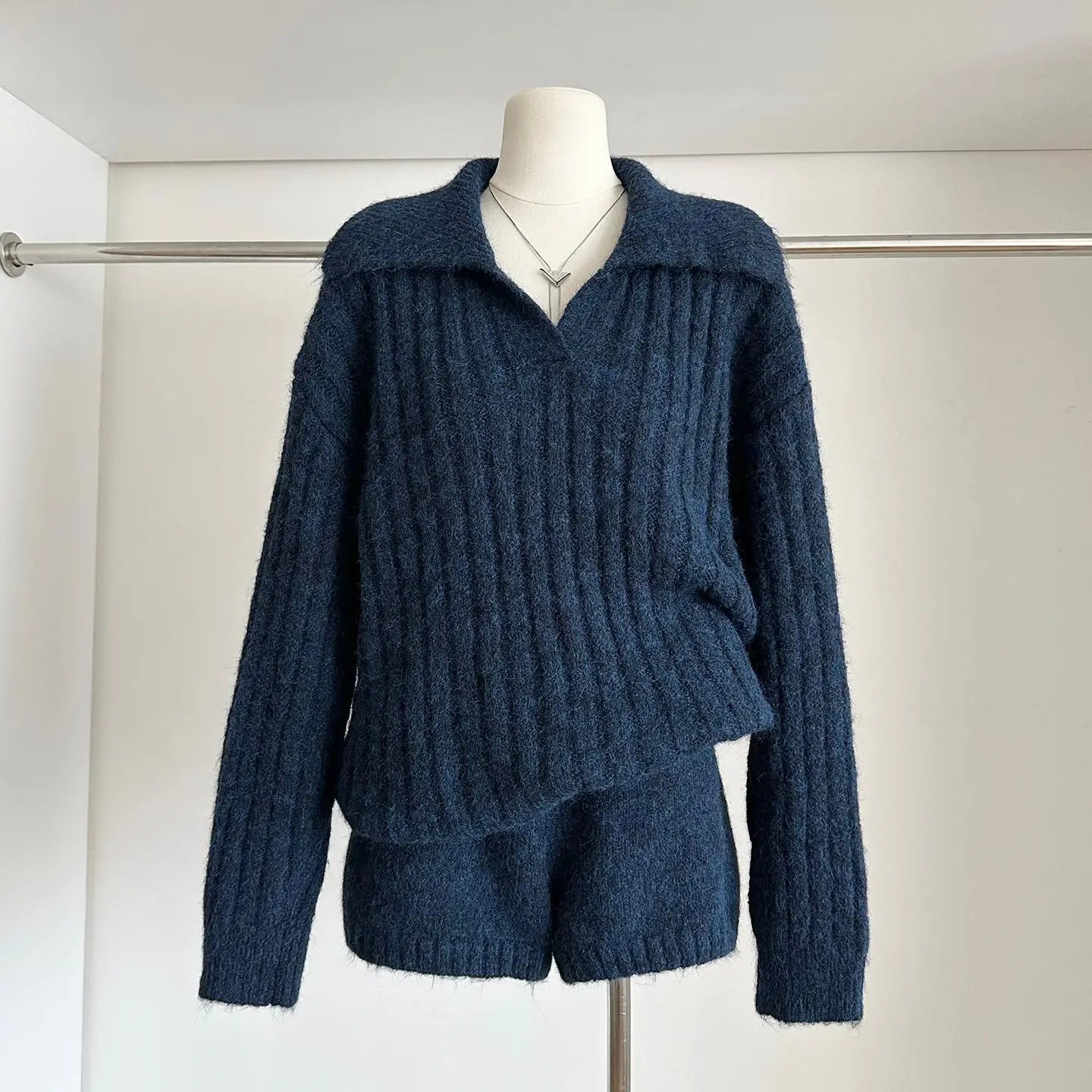 LIZAKOSHT  -  New In Matching Sets Two Piece Outfits 2 Pieces Set For Woman All-match Loose Simple  Sweater Comfortable Shorts Knitted