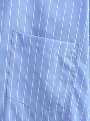 LIZAKOSHT  -  Fashion Blouse Women Blogger Boyfriend Loose Shirt Blue Striped Casual