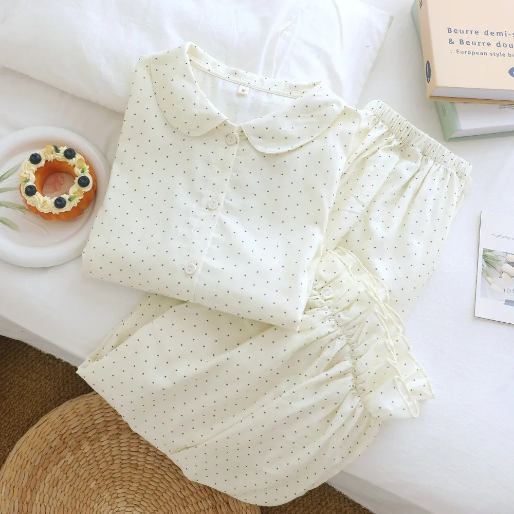 LIZAKOSHT  -  Pure Cotton Nightwear for Women Pajama Pyjamas Soft Homewear Set Comfor Ladies Sleepwear for Spring Autumn 2 Pieces Pijamas