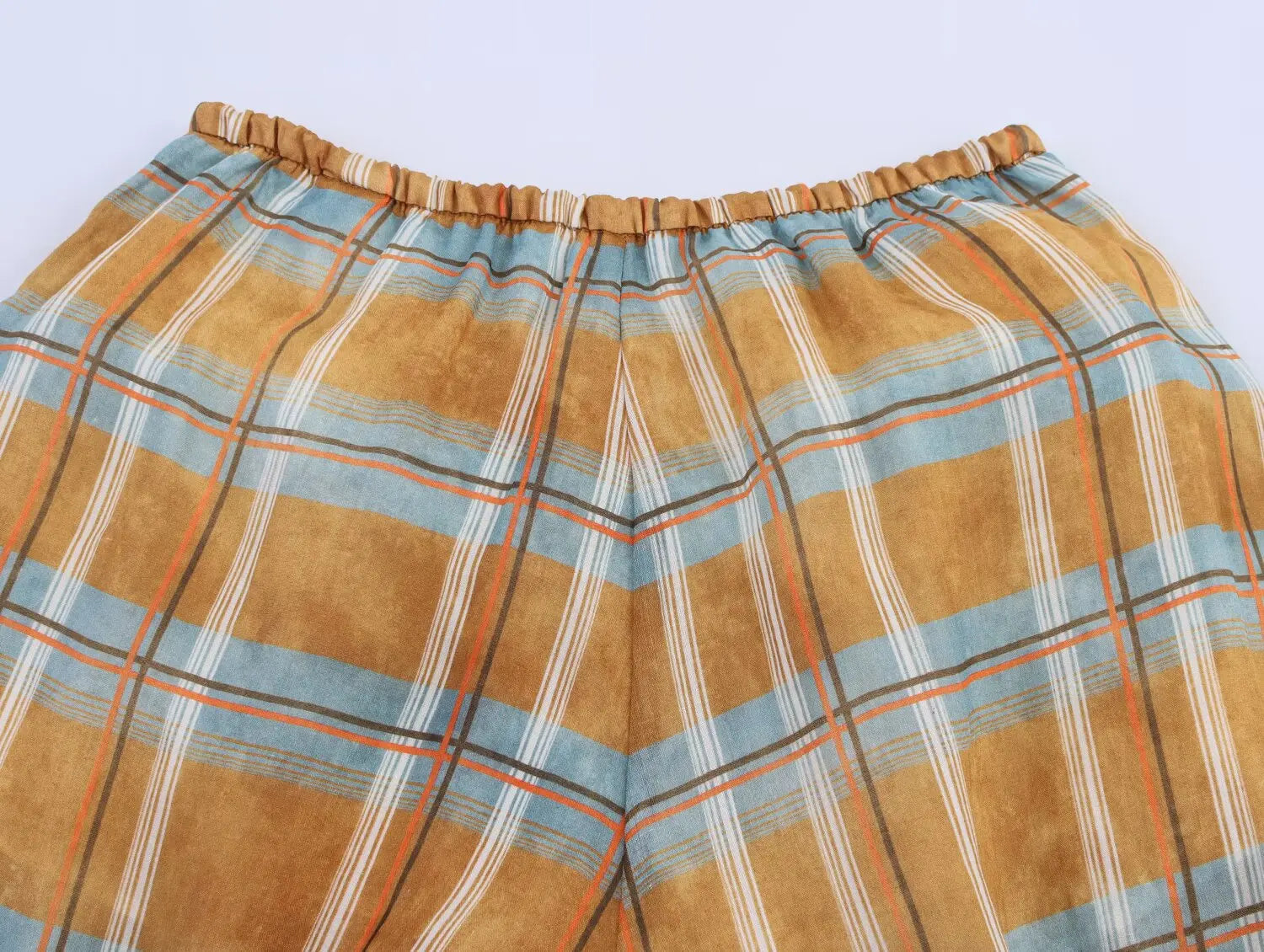 LIZAKOSHT  -  Women Autumn New Ramie Bloomers Plaid Printed Loose Pants Female Fashion Versatile Drawstring Streetwear Casual Trousers