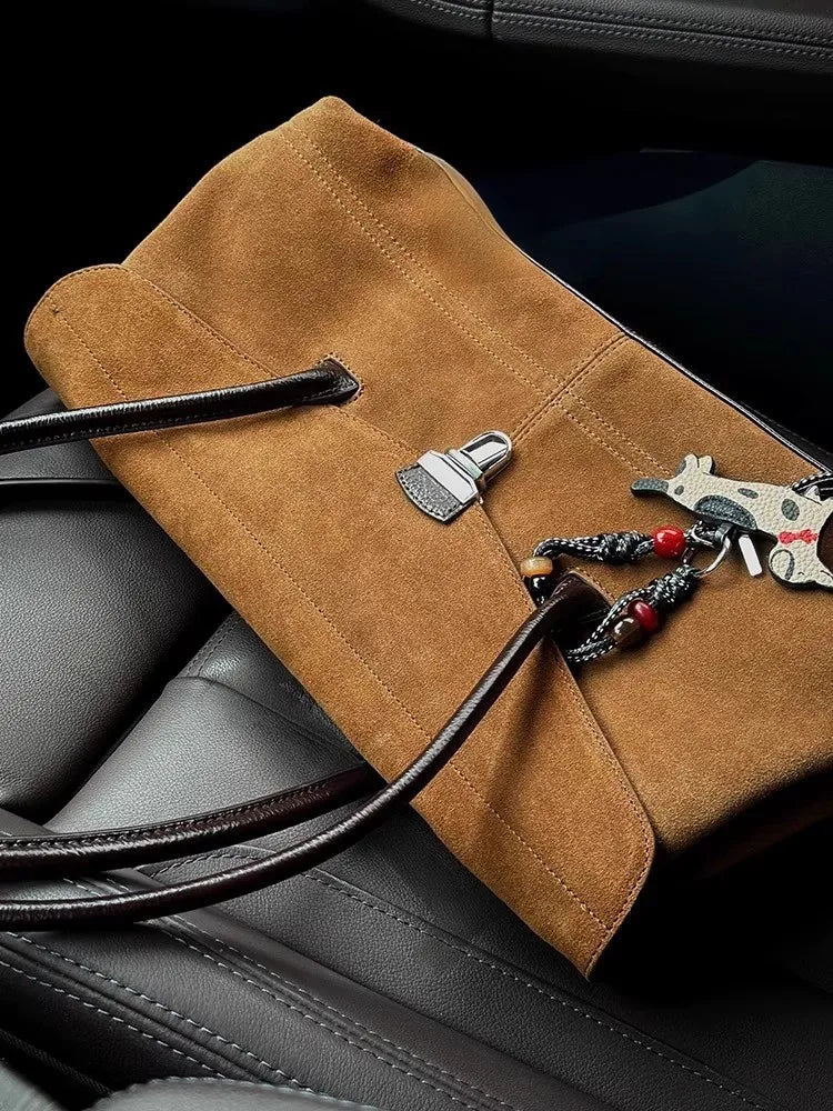 LIZAKOSHT  -  New Brown Suede High-end Tote Bag Fashionable Women's Bag Versatile Suede Handbag Single Shoulder Armpit Bag Commuter Bag