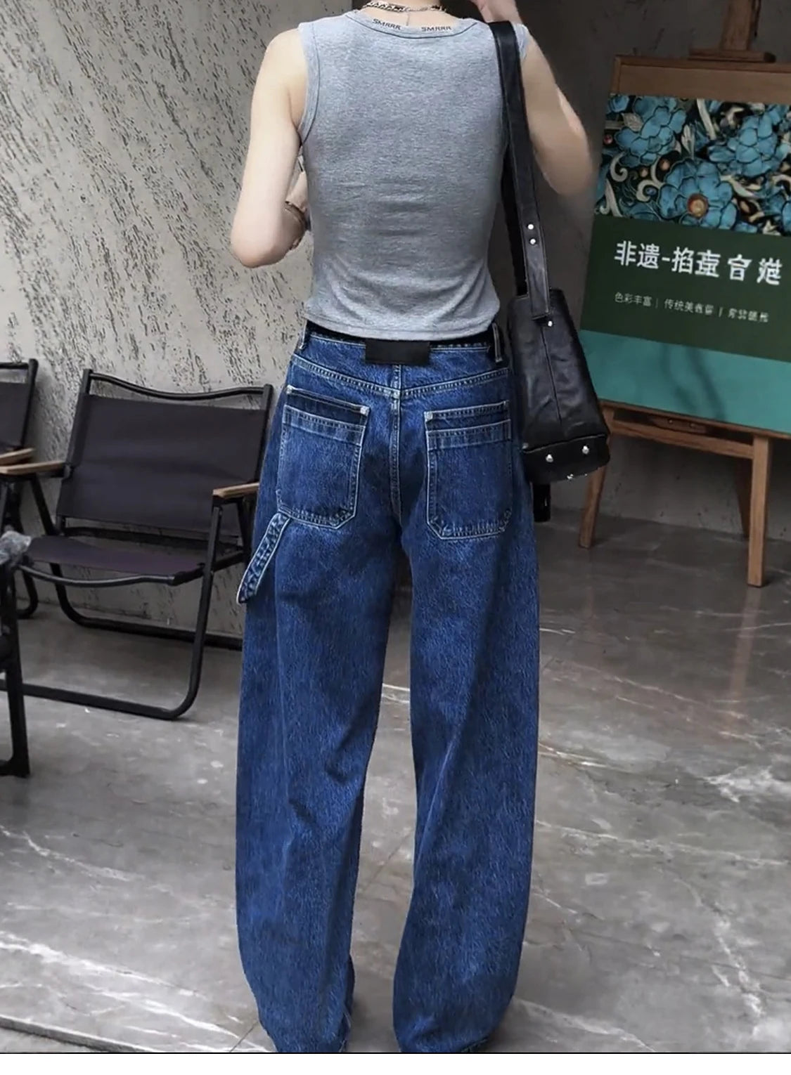 LIZAKOSHT  -  Summer New Women's Big Pocket Embroidered Jeans Harajuku Retro Fashion Casual Trend Street Hip-Hop Simple Loose Women's Bottoms