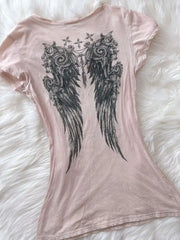 LIZAKOSHT  -  Ropa Mujer Pink Angel T-shirts Vintage Camisetas Print T Shirt Goth Academia American Grunge Subcultural High Street Tops