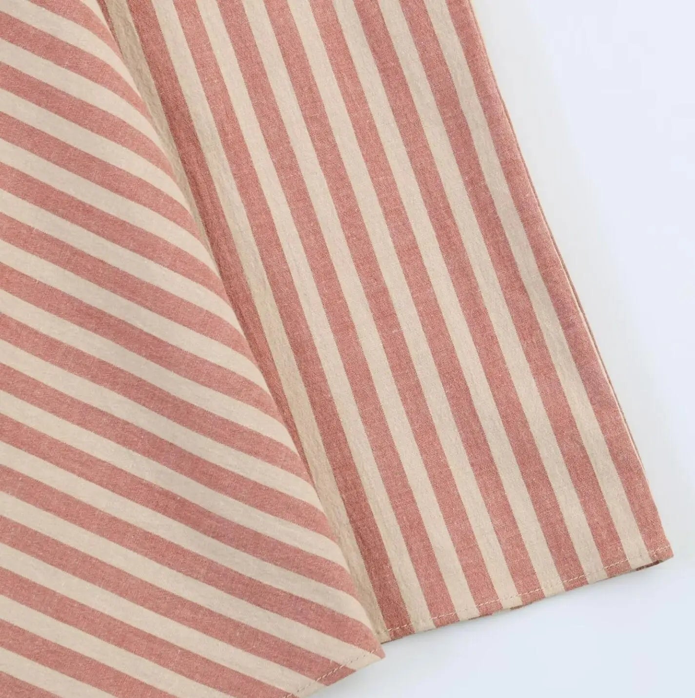 LIZAKOSHT  -  Spring Summer Vintage Orange Apricot Stripes Print Midi Long Skirt Women Front Ruched Side Zipper Low Waist Skirts Femme Sakers