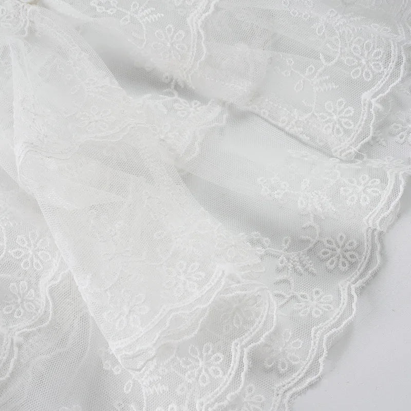 LIZAKOSHT  -  V-neck Lace Splicing Slim Top New Slim Solid Color Short-sleeved T-shirt