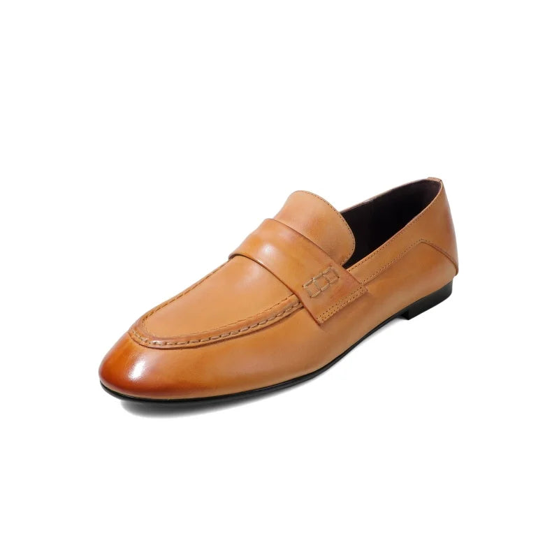 LIZAKOSHT  -  Women's round Toe Flat Loafers Casual Shoes High Quality Genuine Leather Fashion Footwear for Ladies