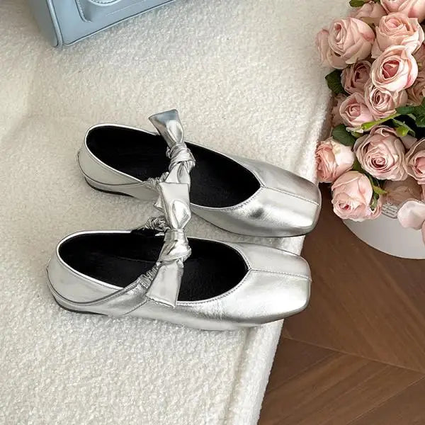 LIZAKOSHT  -  Shoes Woman Bow-Knot Shallow Mouth Elegant Low Heels Female Footwear New Butterfly Summer Dress Mary Janes Butterfly-knot