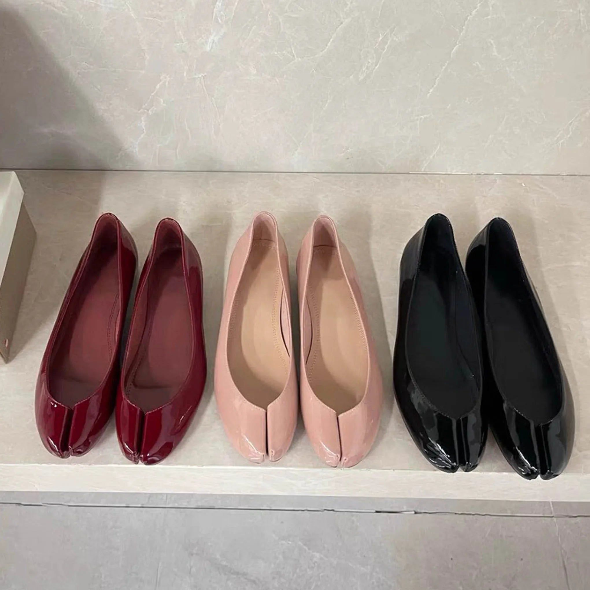 LIZAKOSHT  -  Spring Fashion Designer Clip Toe Patent Leather Women Pumps Elegant Sandals Flat Heels Comfortable Casual Mules Shoes