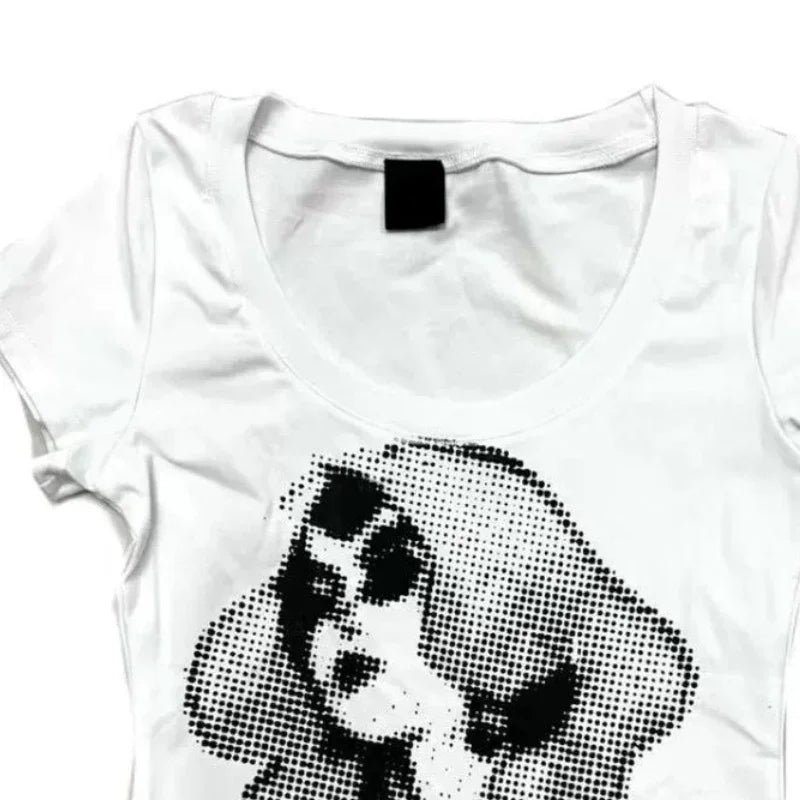LIZAKOSHT  -  Summer Streetwear Punk Casual Short Sleeve Tee Shirts Y2k Aesthetic Printing Women T-shirt Harajuku Vintage Grunge Tshirts
