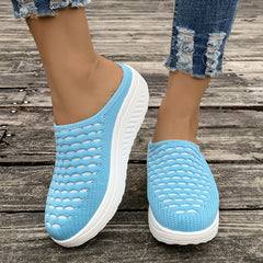LIZAKOSHT  -  Low Shoes Woman  Cover Toe Massage Slippers House Rome Cotton Fabric Hoof Heels Rubber Slides Shoes Low Home Slippers Women'