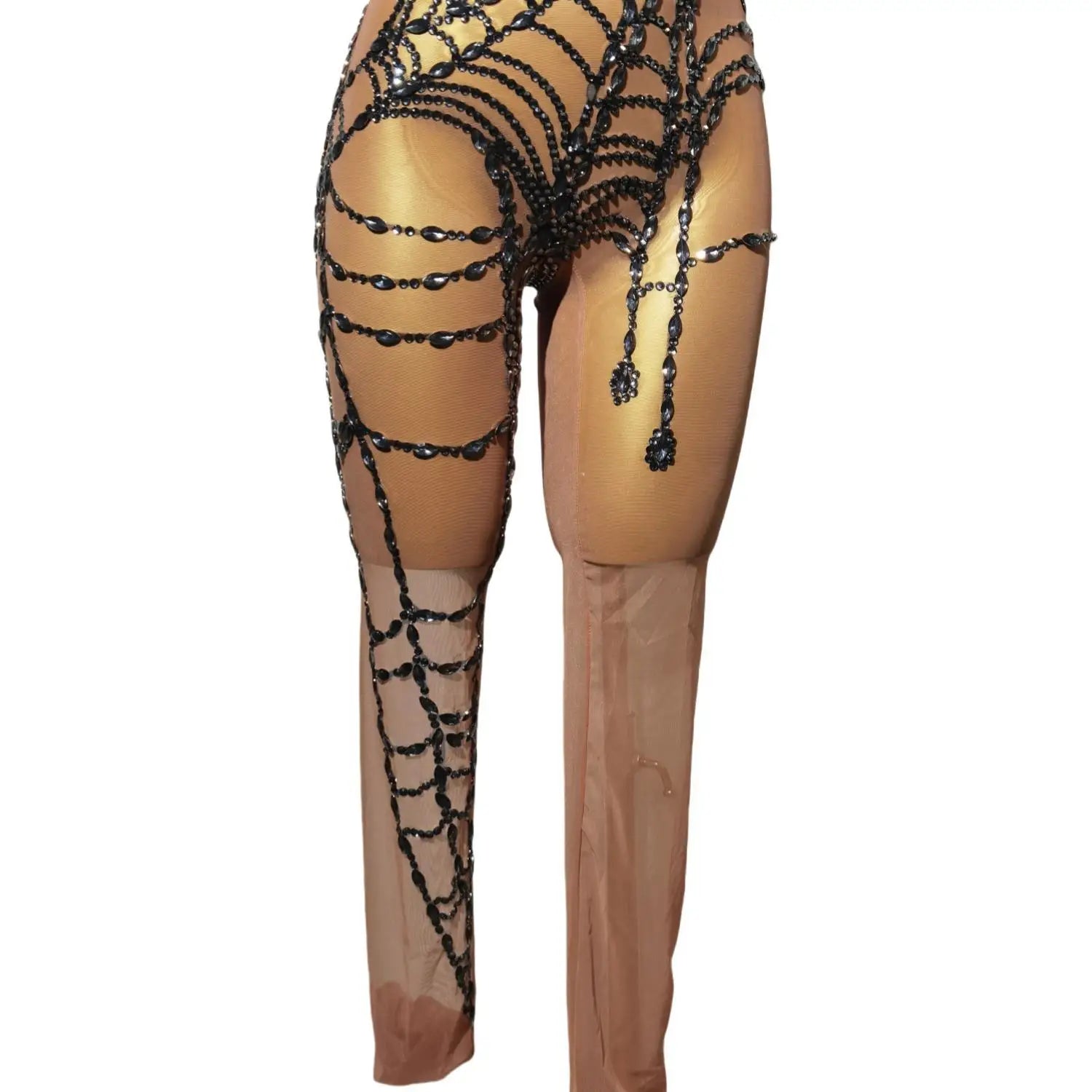 Sparkly Diamonds Stretchy Jumpsuit Women Performance Dance Costume Sleeveless Rompers Party Birthday Outfit Stage Wear