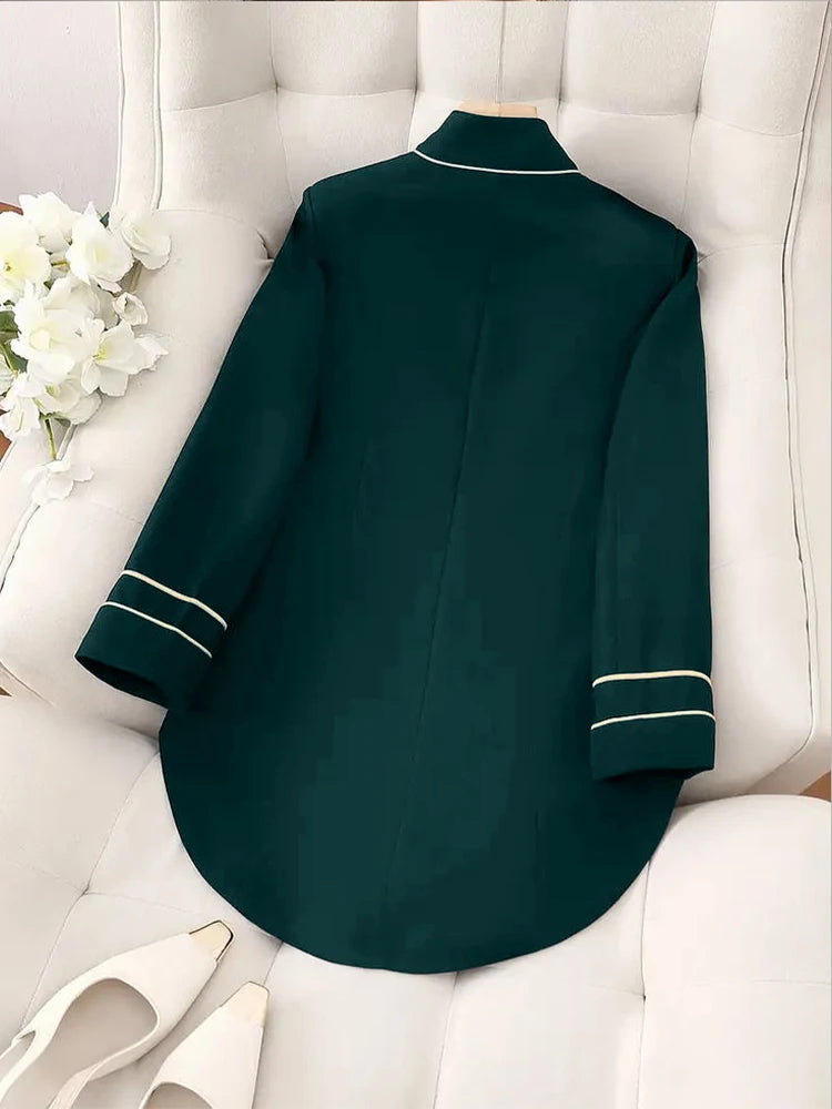 LIZAKOSHT  -  Chic Stand Collar Long Sleeve Jacket Outerwear Office Lady Spring Autumn Fashion Elegant Tailed Blazers Coat For Women 2025 Tops