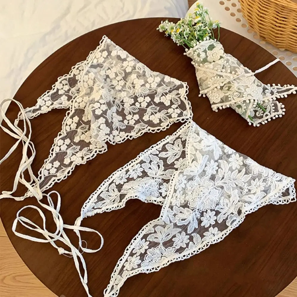 LIZAKOSHT  -  Turban Triangle Bandana Cute Hair Band Countryside Style Lace Hair Scarf Wraps Hair Accessories Triangle Scarf Travel