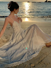 LIZAKOSHT  -  Real Photos Of Sanya Beach Backless Super Fairy Holiday Dress Senior Sense Long Skirt Gauze Female