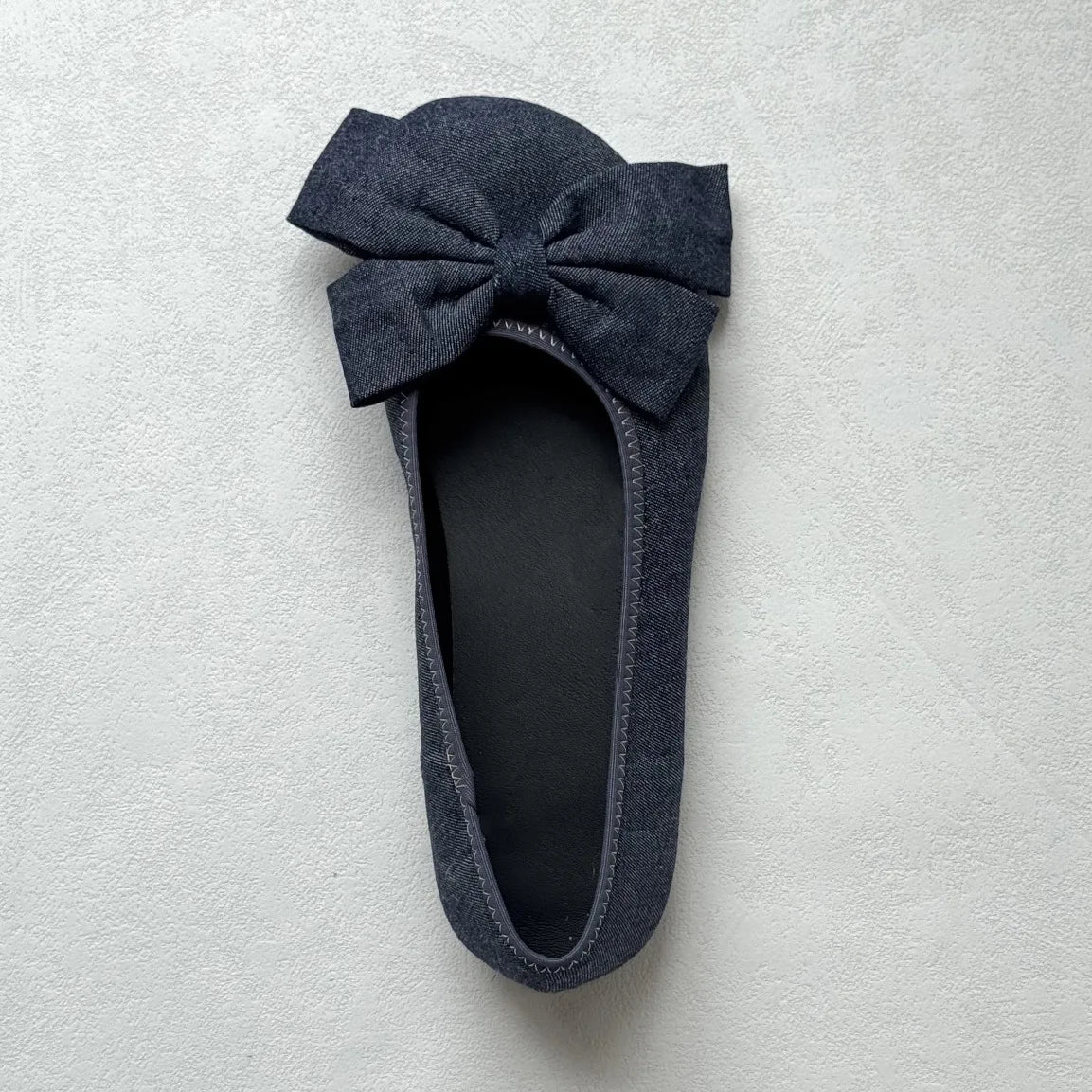 LIZAKOSHT  -   Women's Denim Bow Ballet Flats Round Toe Slip on Flat Shoes Casual Daily Korean Fashion Soft Sole Walking Shoes Zapatos De Mujer