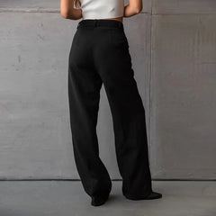 LIZAKOSHT  -  Commuter Style Versatile Casual Straight Leg Pants Women's Autumn New Black Loose Fashion Draped suit trousers Office Ladies