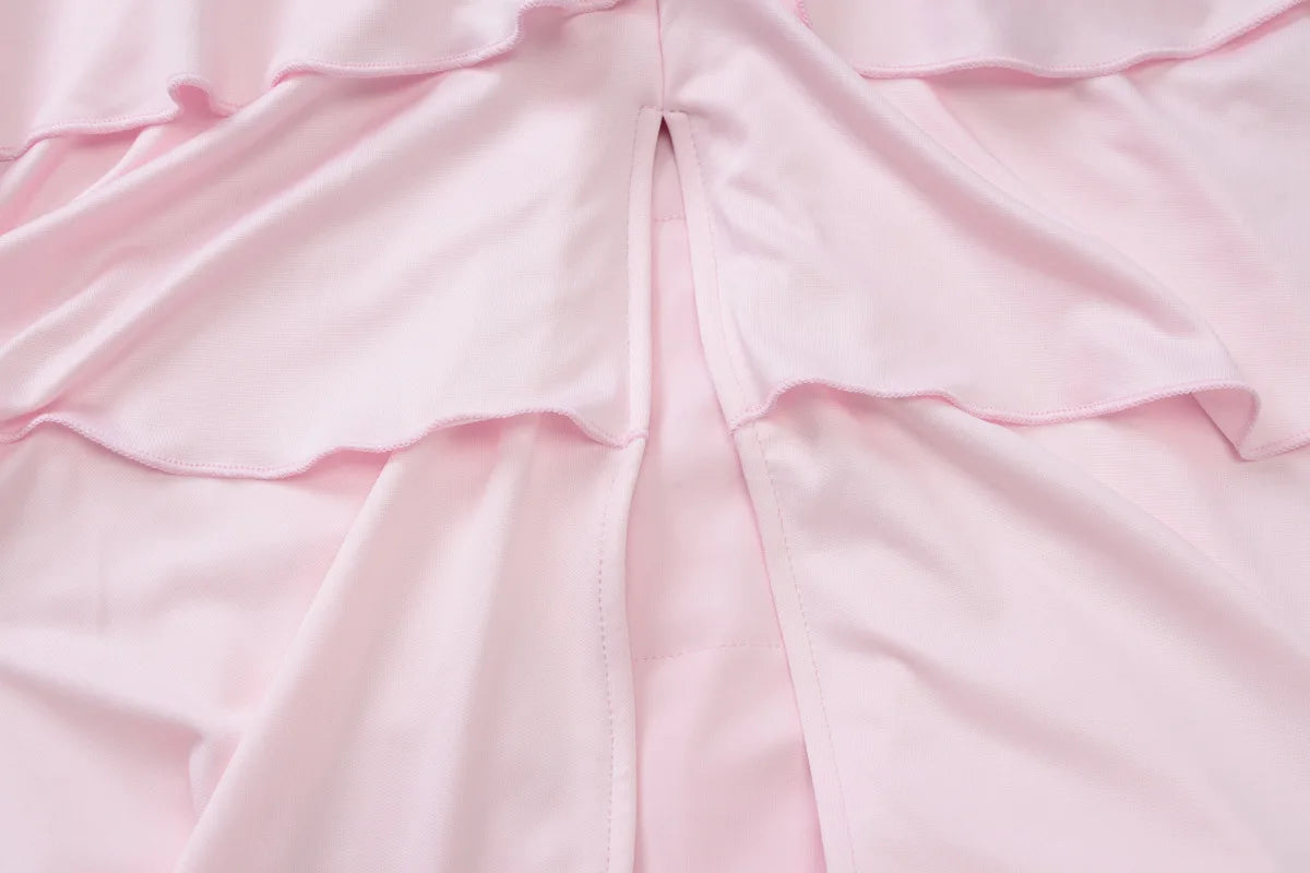 LIZAKOSHT  -  Ruffled Fashion Bandeau Maxi Dress For Women High Waist Slim Backless Patchwork Summer New Dress Female Bodycon Dress